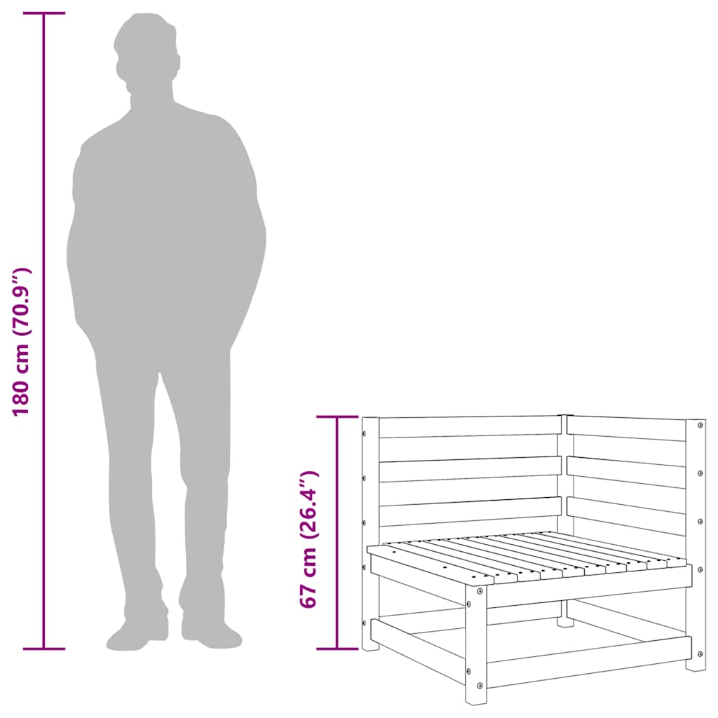 Canapele de colț pentru grădină, 2 buc., lemn masiv de pin