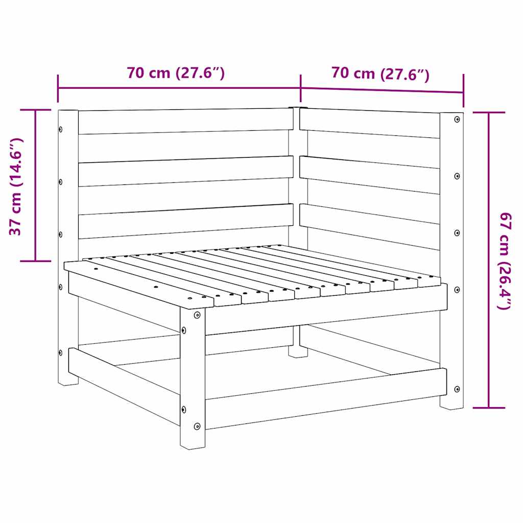 Canapele de colț pentru grădină, 2 buc., alb, lemn masiv de pin
