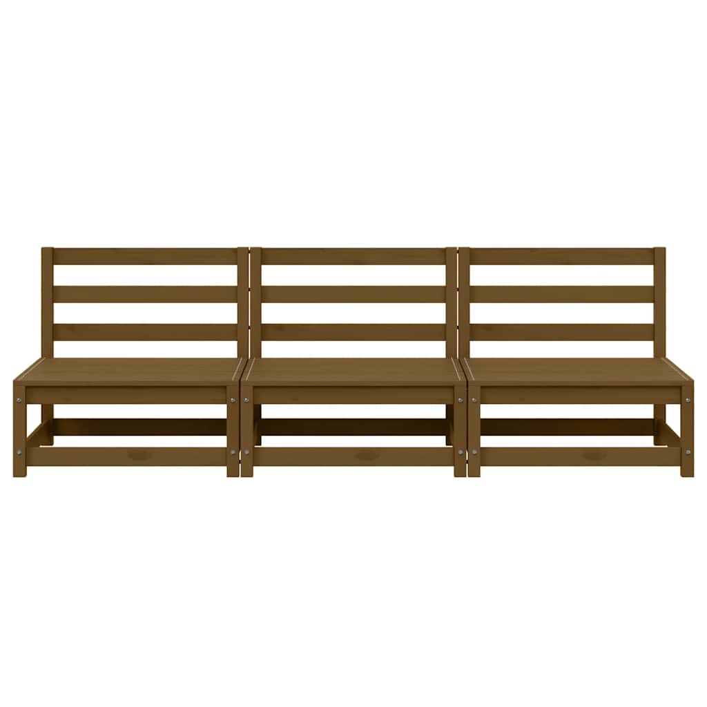 Canapele de mijloc de grădină 3 buc. maro miere lemn masiv pin