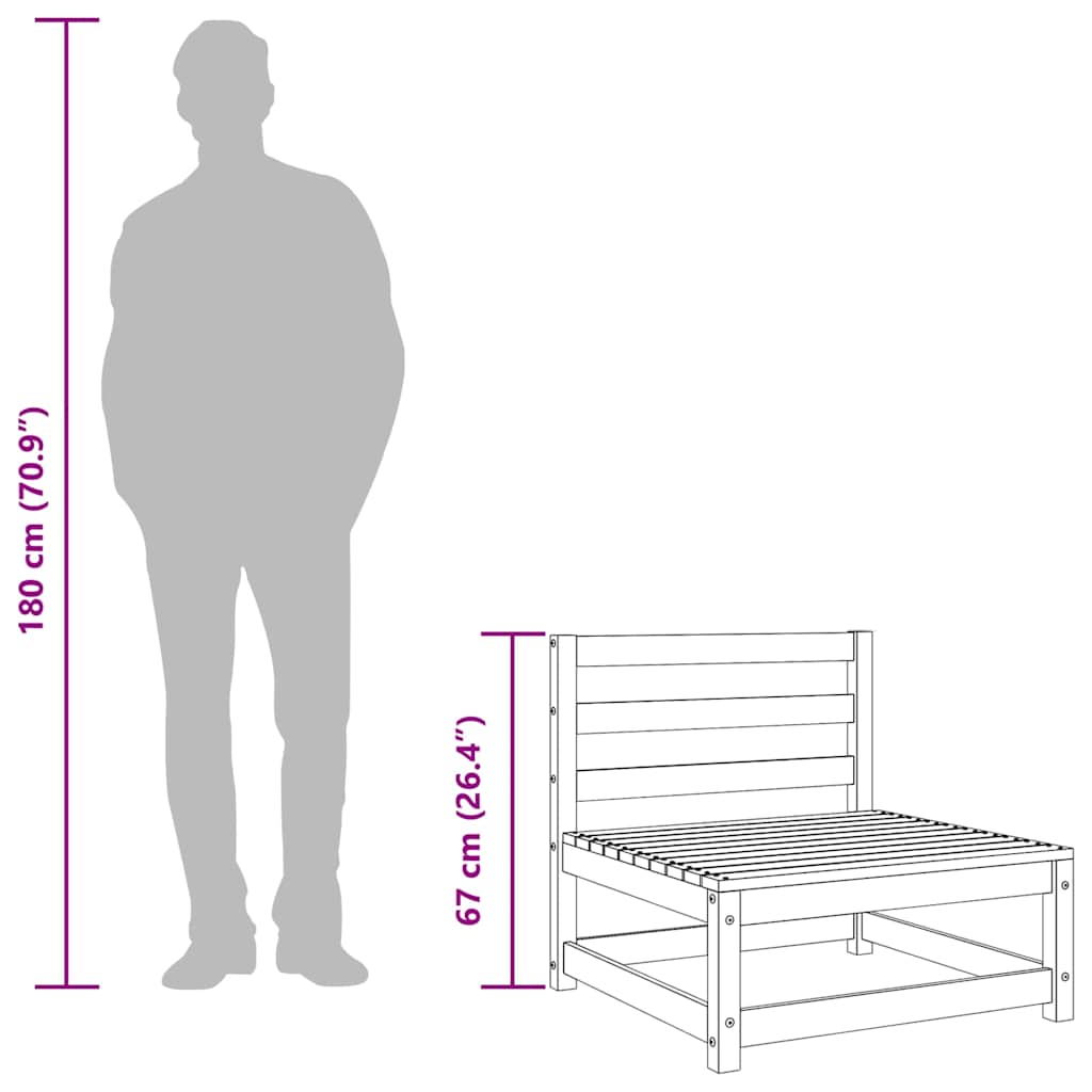 Canapele de mijloc de grădină 3 buc. maro miere lemn masiv pin