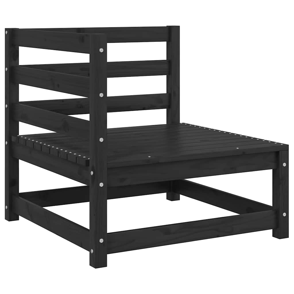 Set mobilier de grădină, 3 piese, negru, lemn masiv de pin