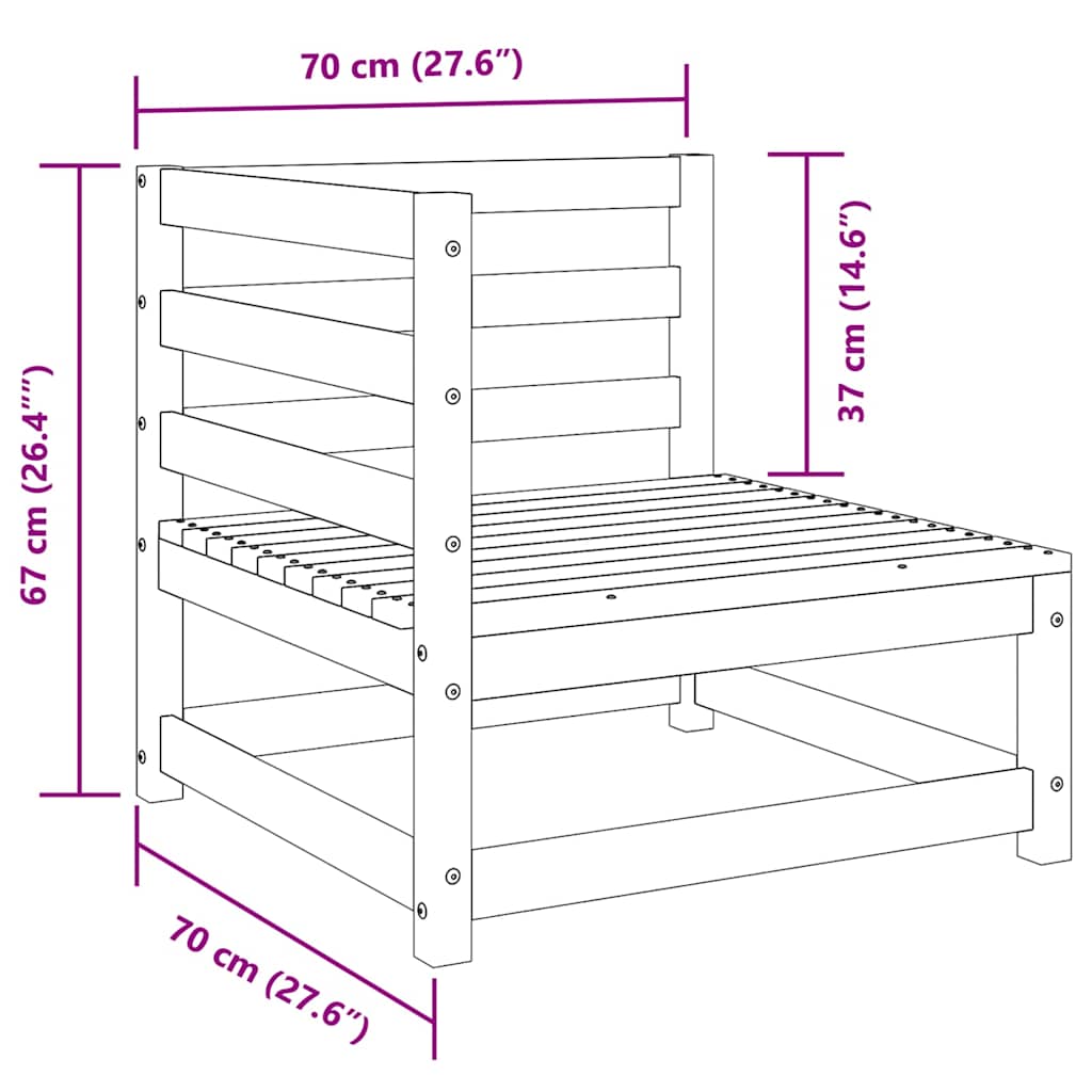Set mobilier de grădină, 3 piese, negru, lemn masiv de pin
