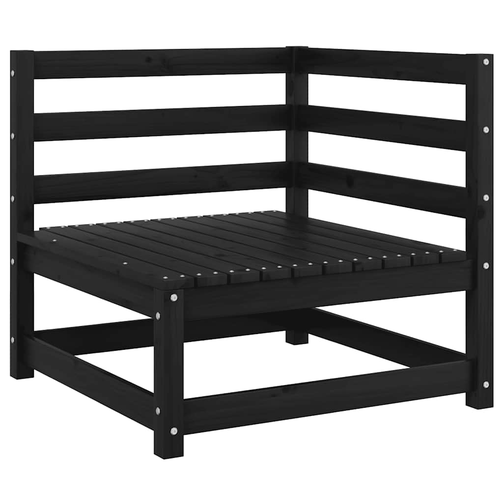 Set mobilier grădină cu perne, 2 piese, negru, lemn masiv pin