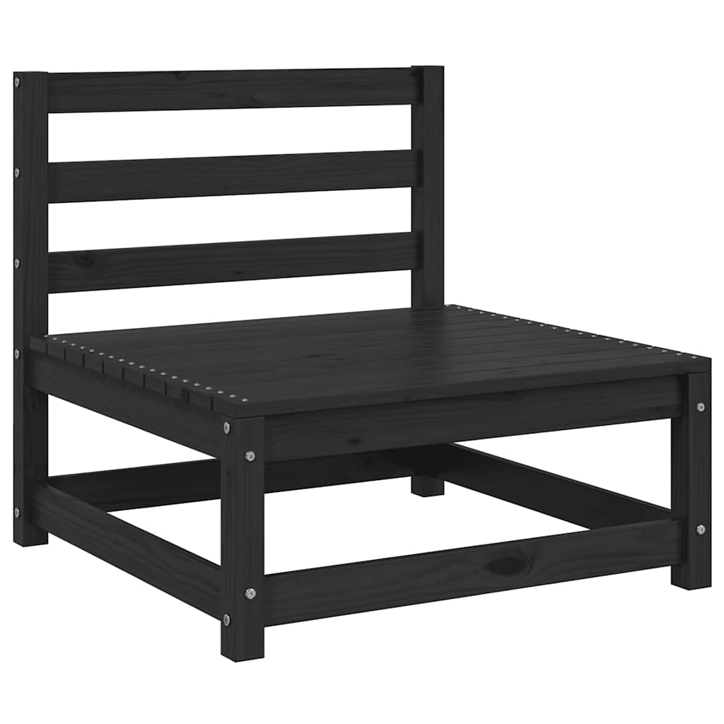 Set mobilier grădină cu perne, 2 piese, negru, lemn masiv pin