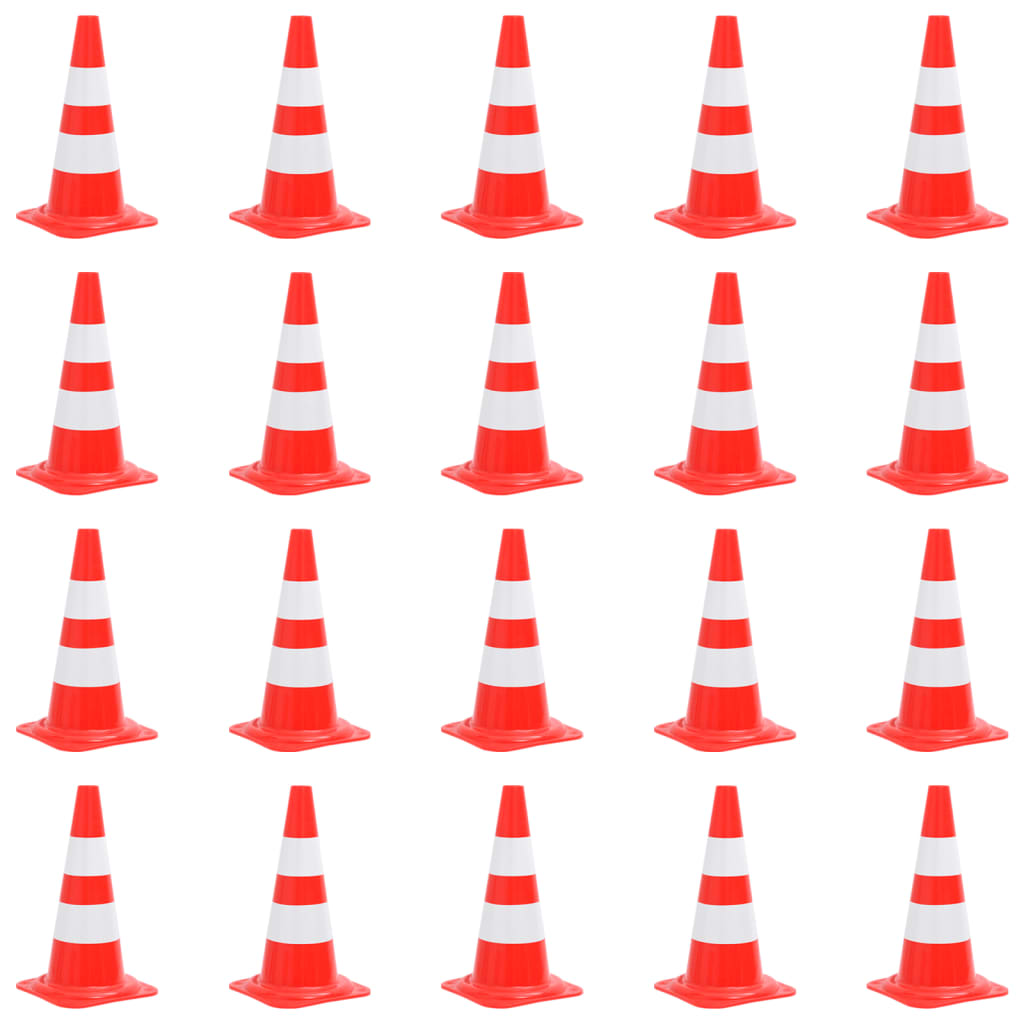 Conuri rutiere reflectorizante, 20 buc., roșu și alb, 50 cm