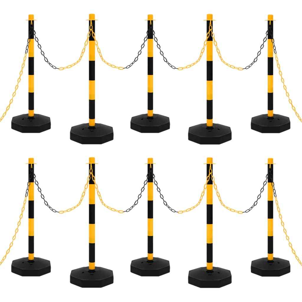 Set stâlp semnalizare trafic, cu lanț din plastic de 10 m