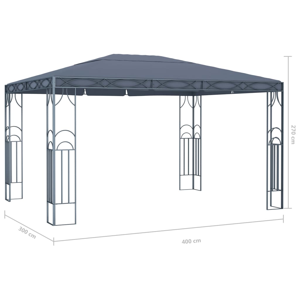 Pavilion cu șir de lumini LED, antracit, 400x300 cm