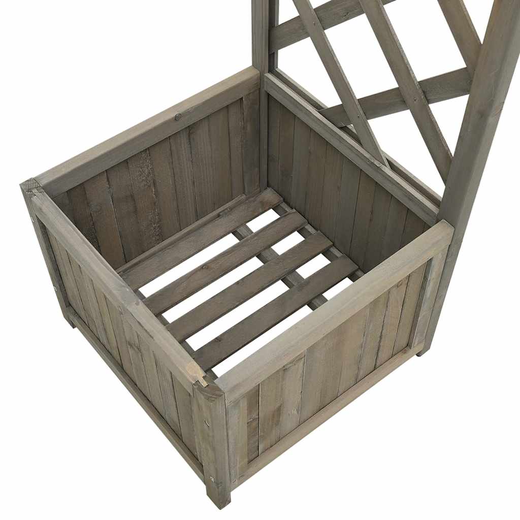 Pergolă de grădină cu jardinieră, gri, lemn masiv de brad