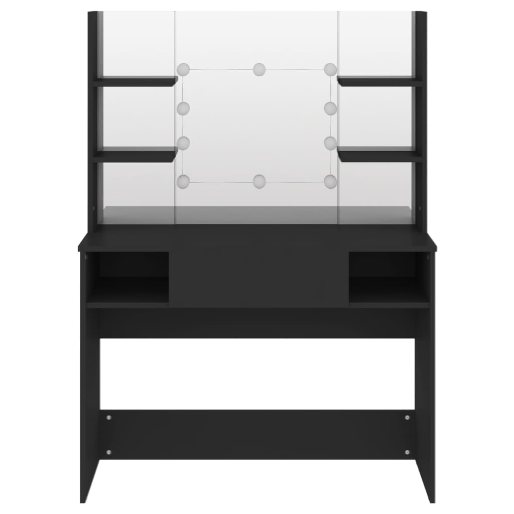 Masă machiaj cu lumini LED, negru, 100x40x135 cm , MDF