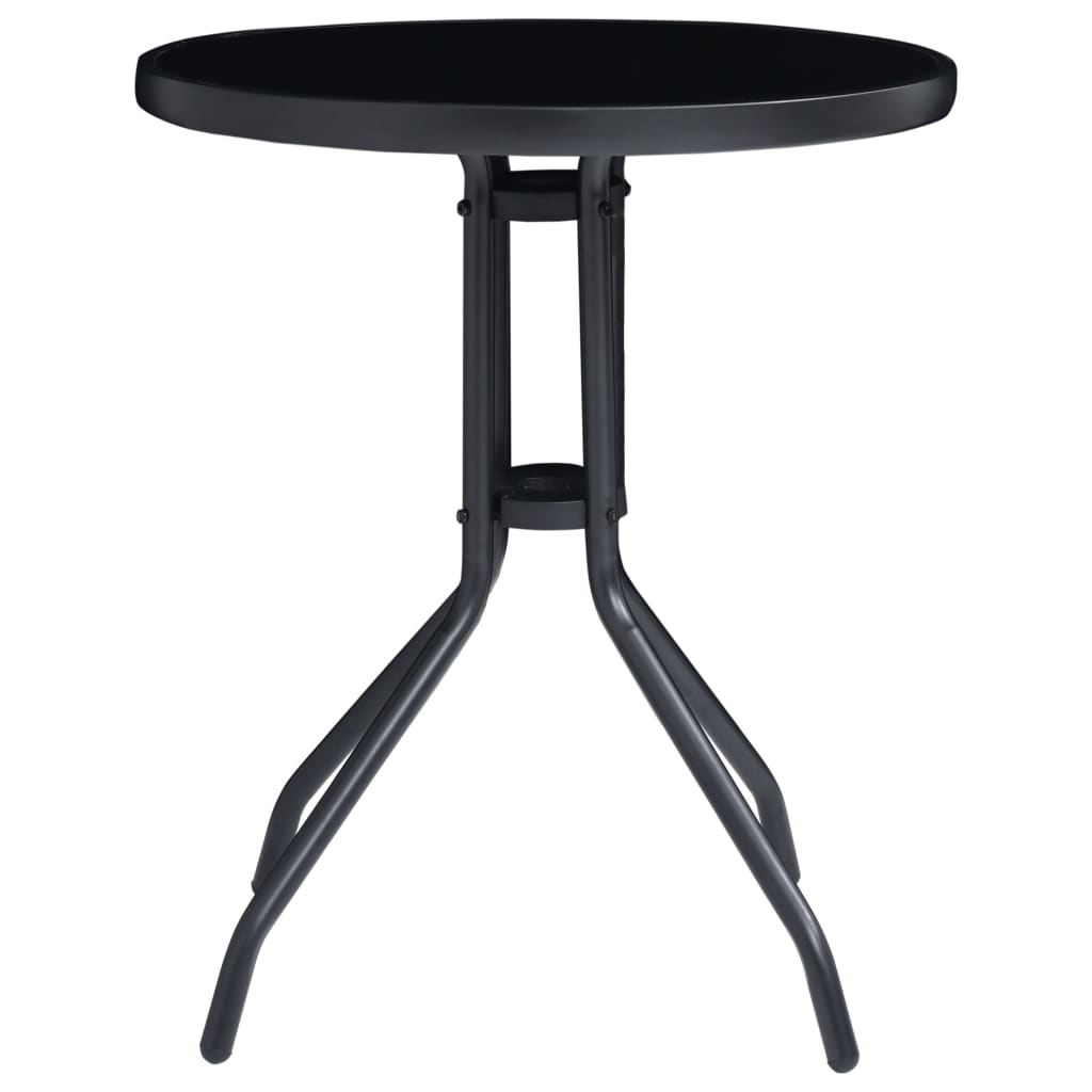 Set mobilier bistro, 3 piese, negru, aluminiu și textilenă