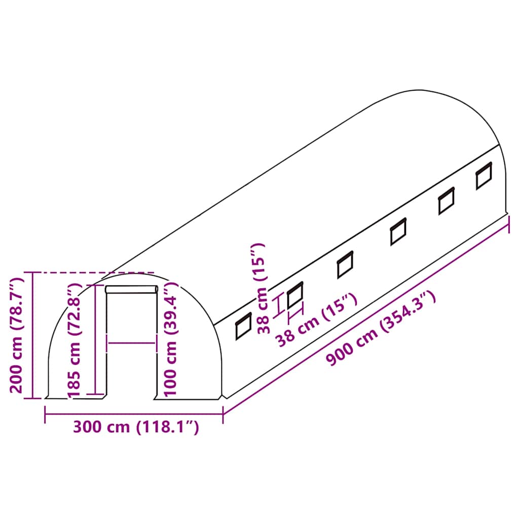 Copertină de rezervă pentru seră (27 m²), transparent, 3x9x2 m