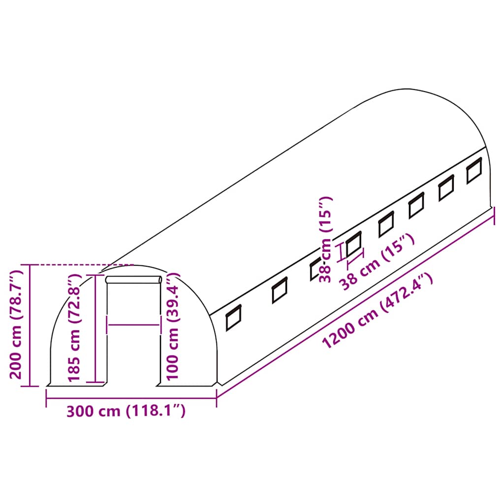 Copertină de rezervă pentru seră (36 m²), transparent, 3x12x2 m