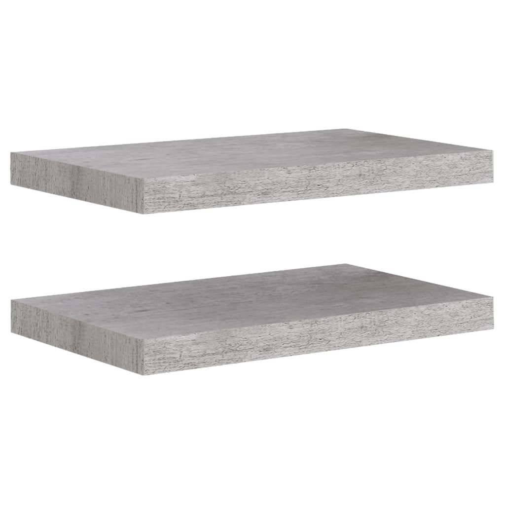 Rafturi de perete suspendate 2 buc. gri beton 50x23x3,8 cm MDF
