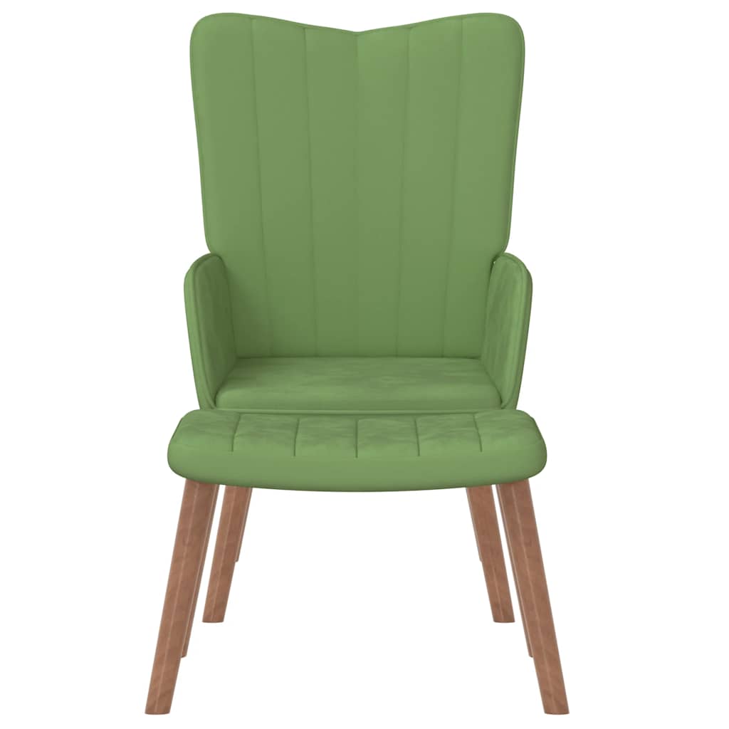 Scaun de relaxare cu taburet, verde deschis, catifea