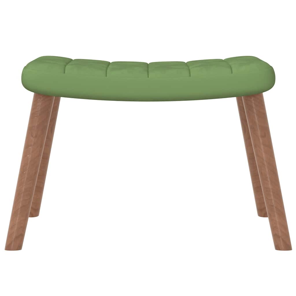 Scaun de relaxare cu taburet, verde deschis, catifea