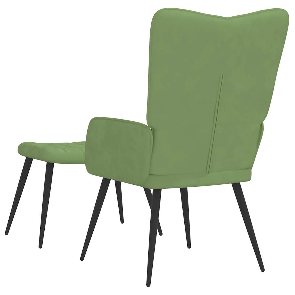 Scaun de relaxare cu taburet, verde deschis, catifea