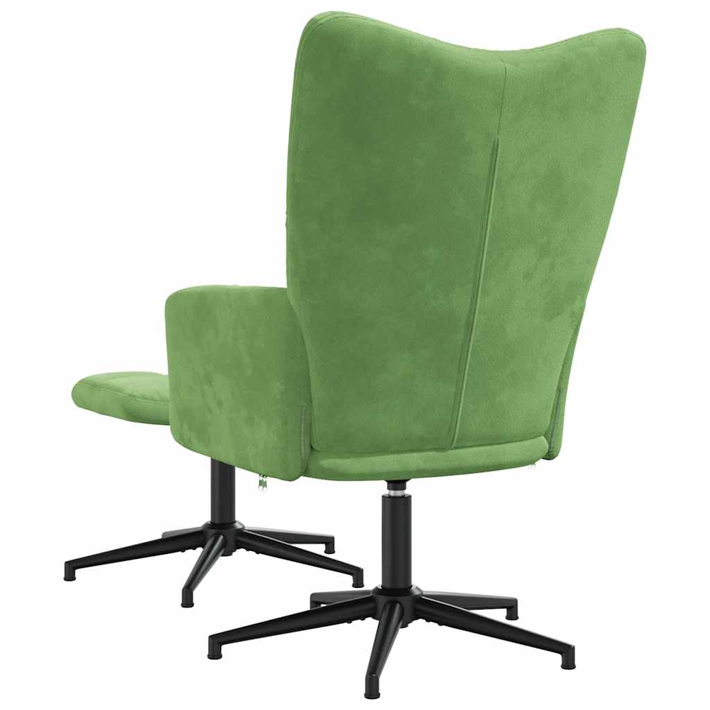 Scaun de relaxare cu taburet, verde deschis, catifea