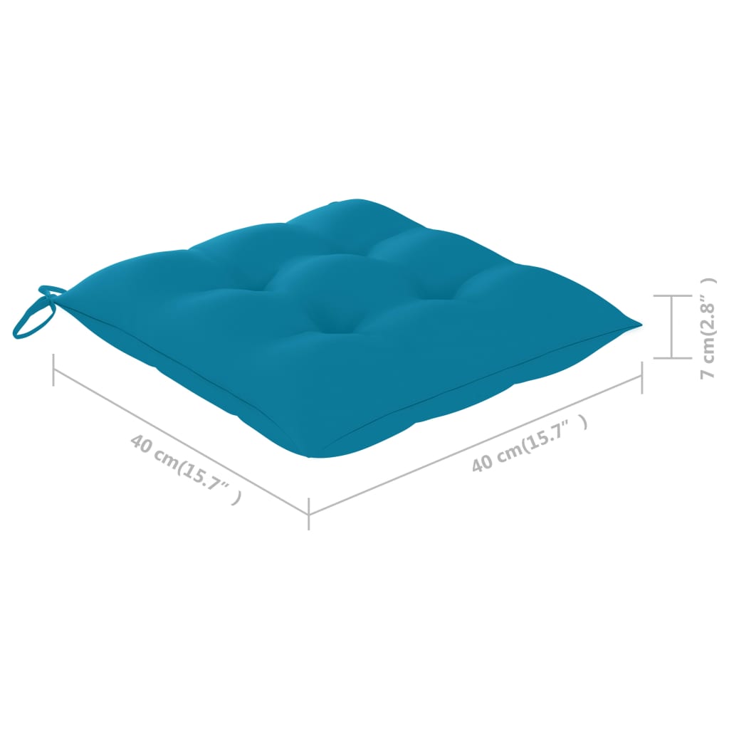 Scaune grădină cu perne albastru deschis, 8 buc. lemn masiv tec