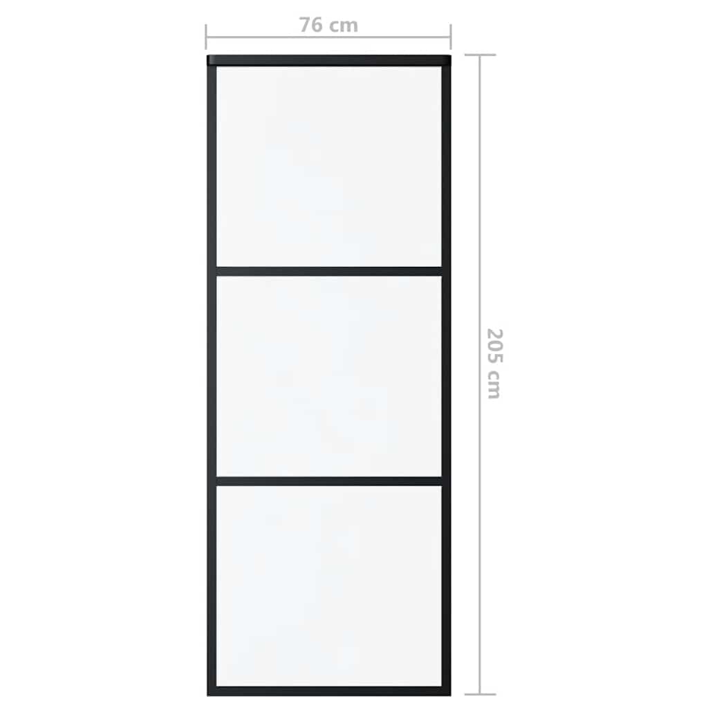 Ușă glisantă cu 3 panouri, negru, 76x205 cm, sticlă ESG și aluminiu