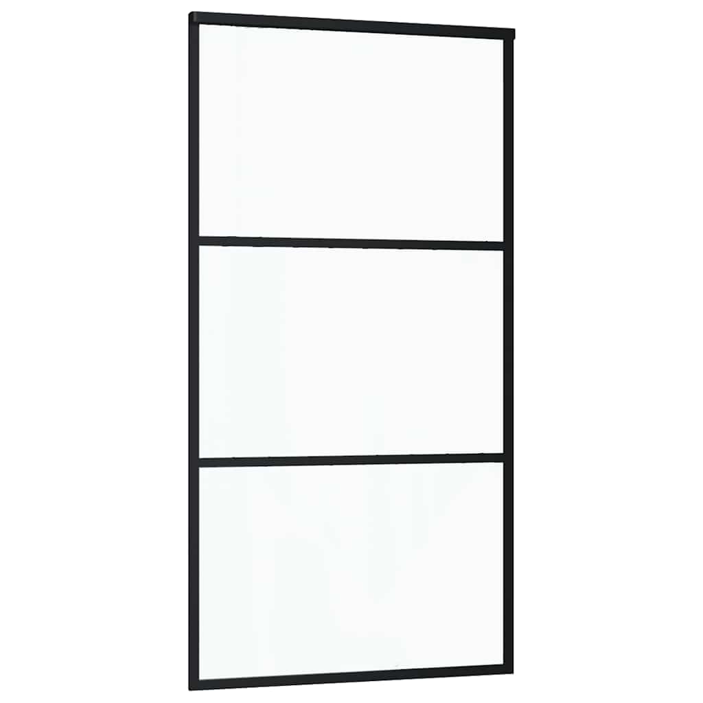 Ușă glisantă, negru, 102x205 cm, sticlă ESG și aluminiu