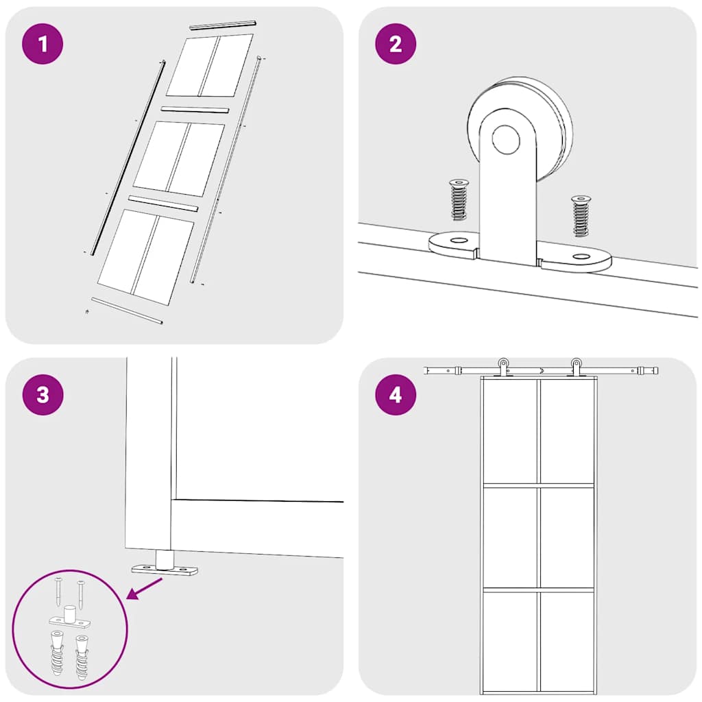 Ușă glisantă, negru, 76x205 cm, sticlă ESG și aluminiu