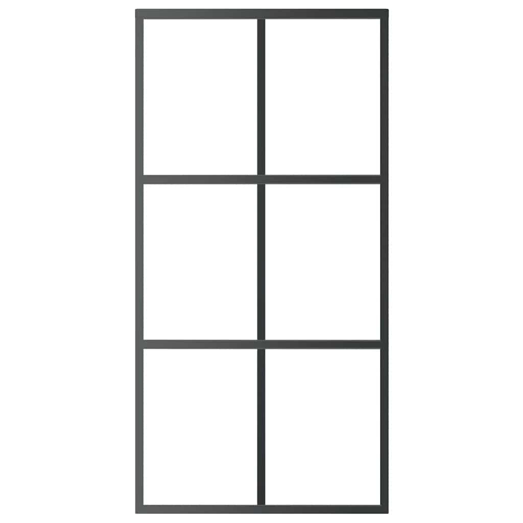Ușă glisantă, negru, 102x205 cm, sticlă ESG și aluminiu