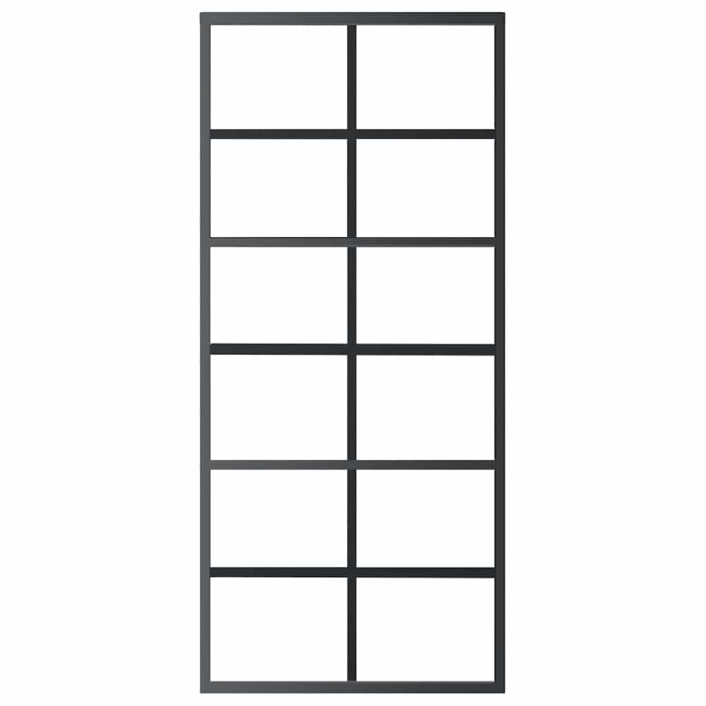 Ușă glisantă, negru, 90x205 cm, sticlă ESG și aluminiu