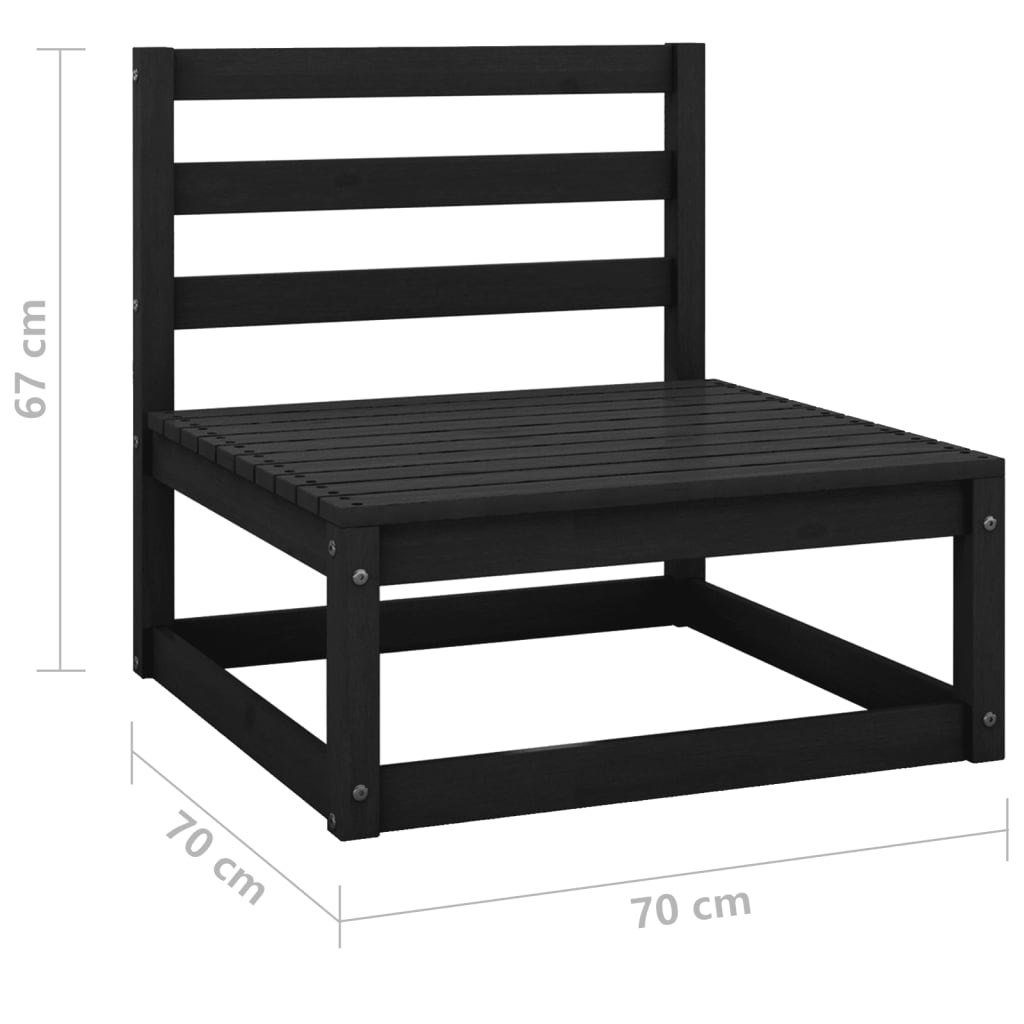 Set mobilier de grădină, 3 piese, negru, lemn masiv de pin