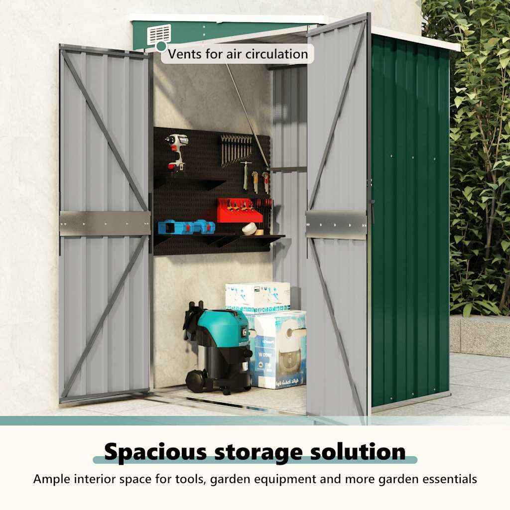 Șopron grădină/montaj perete verde 118x100x178 cm oțel zincat