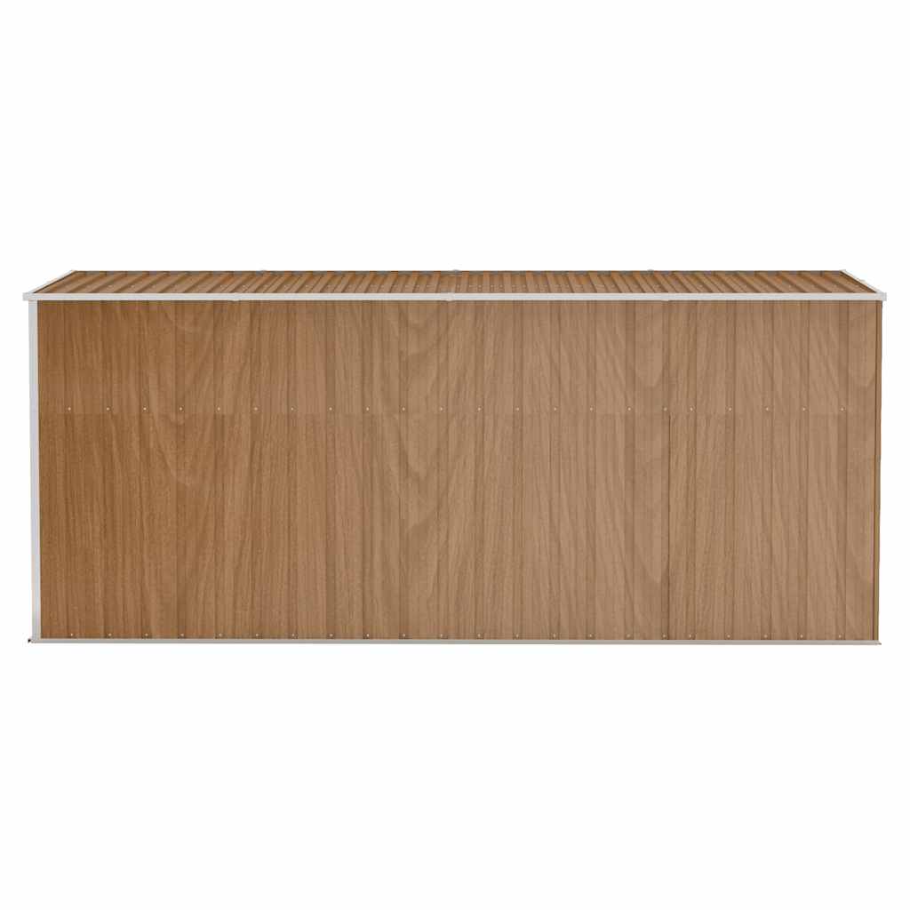 Șopron de grădină montat pe perete, maro, 118x382x178 cm, oțel galvanizat