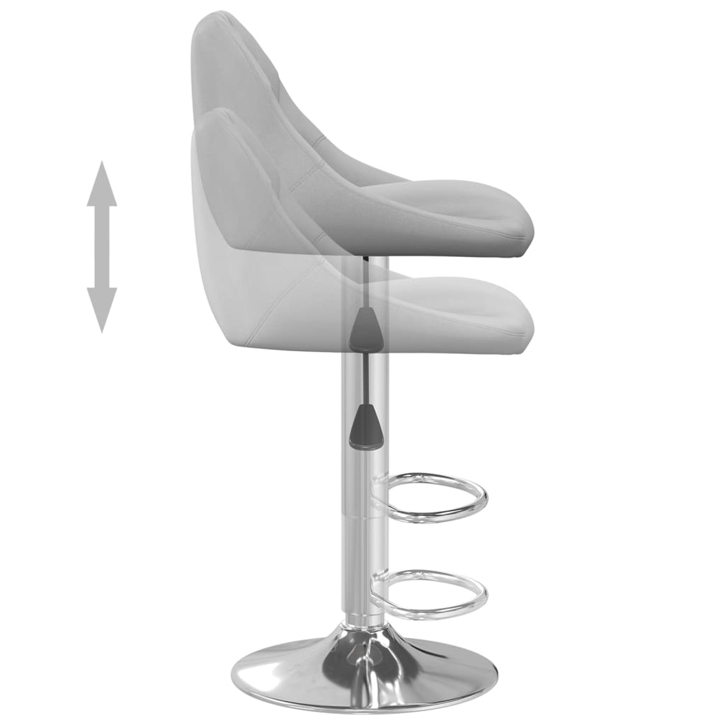 Scaune de bar, 2 buc., gri deschis, catifea