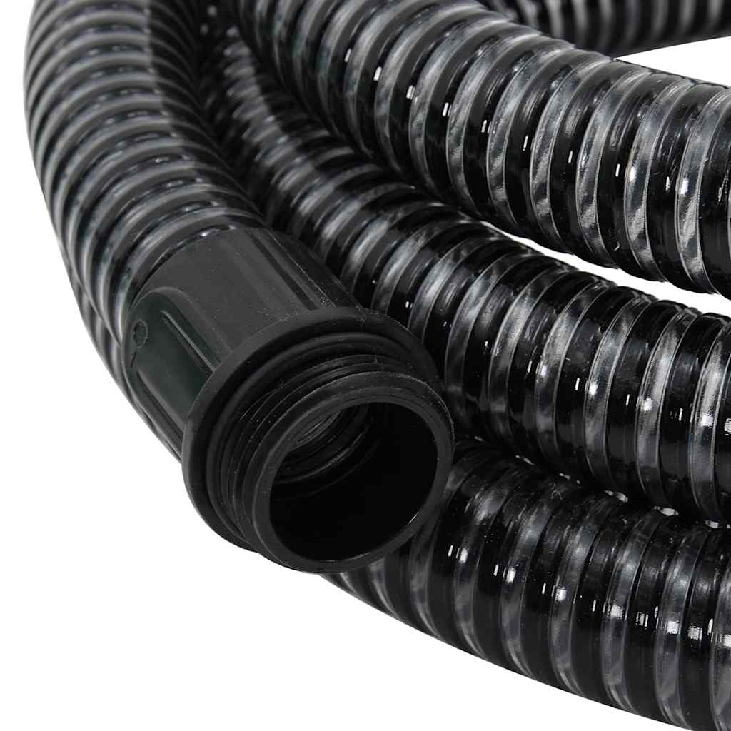 Furtun de aspirație cu racorduri din alamă, negru 1,1" 20 m PVC