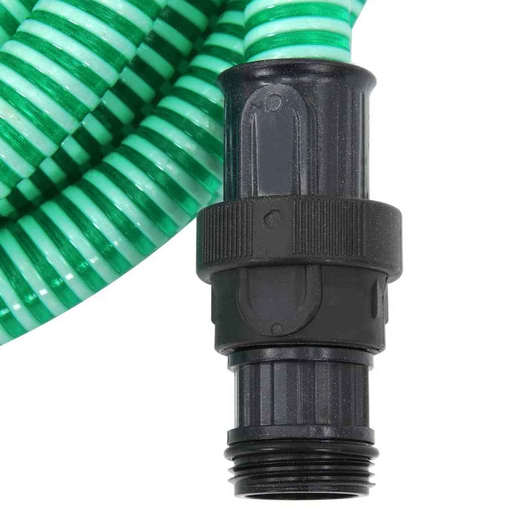 Furtun de aspirație cu racorduri din PVC, verde 1,1" 4 m, PVC