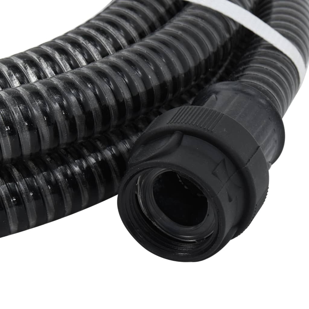 Furtun de aspirație cu racorduri din PVC, negru 1" 7 m, PVC