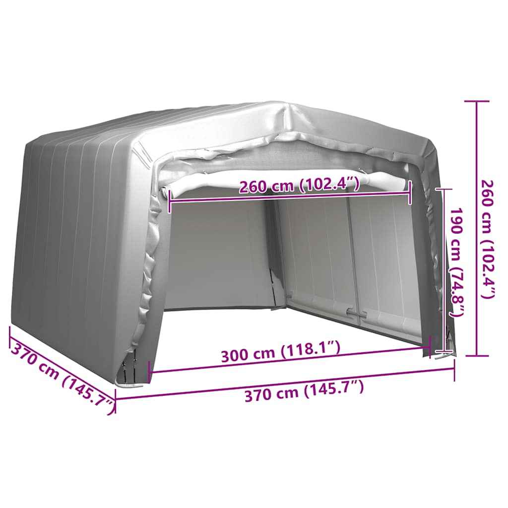 Cort de depozitare, gri, 370x370 cm, oțel