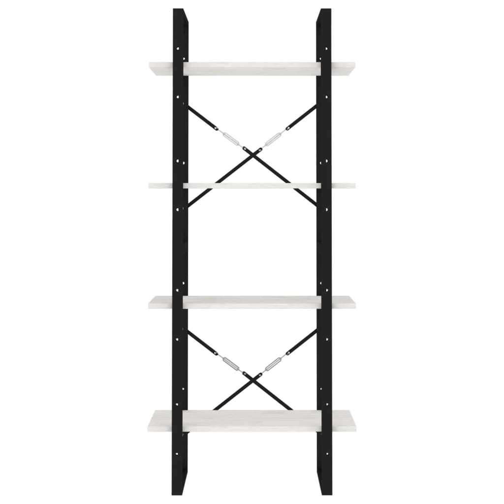 Bibliotecă cu 4 rafturi, alb, 60x30x140 cm, lemn masiv de pin