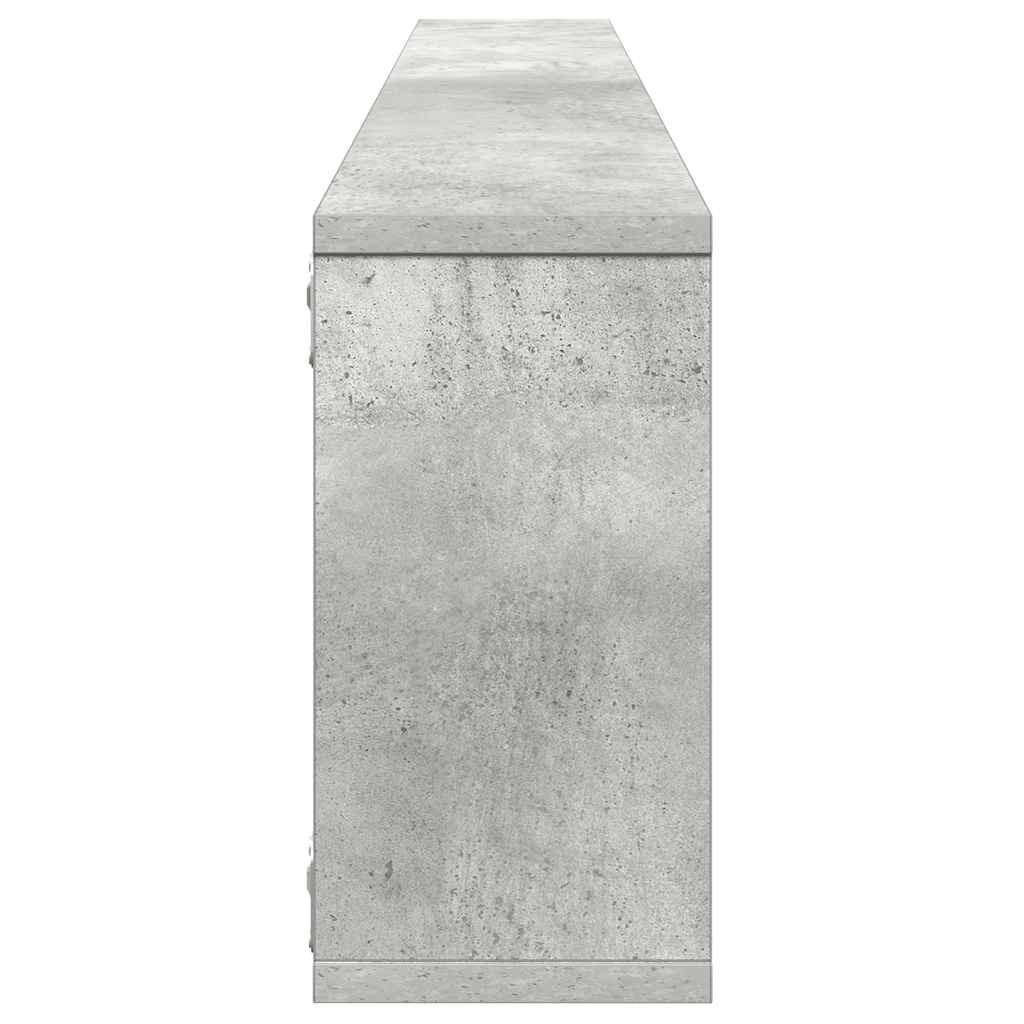 Rafturi de perete cub, 2 buc., gri beton, 100x15x30 cm, PAL