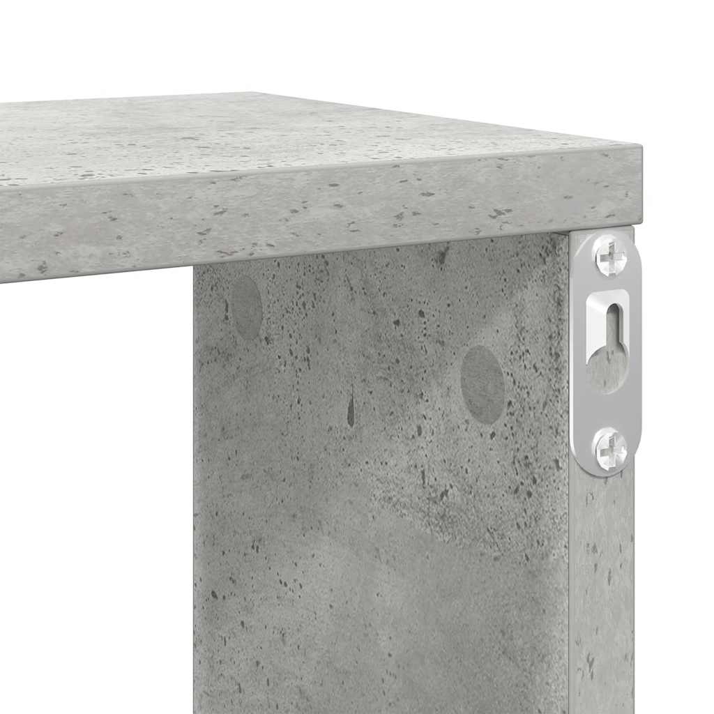 Rafturi de perete cub, 2 buc., gri beton, 100x15x30 cm, PAL