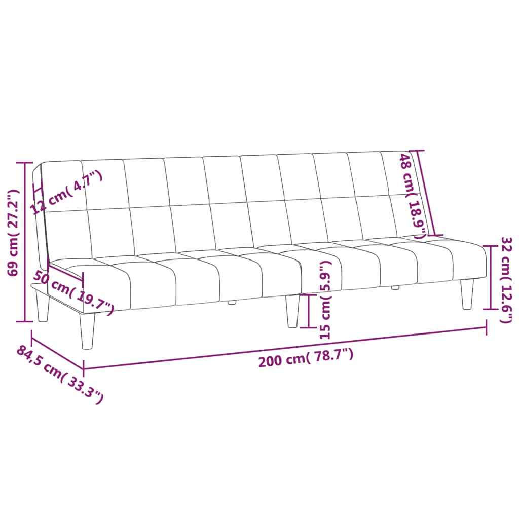Canapea extensibilă cu 2 locuri, negru, catifea