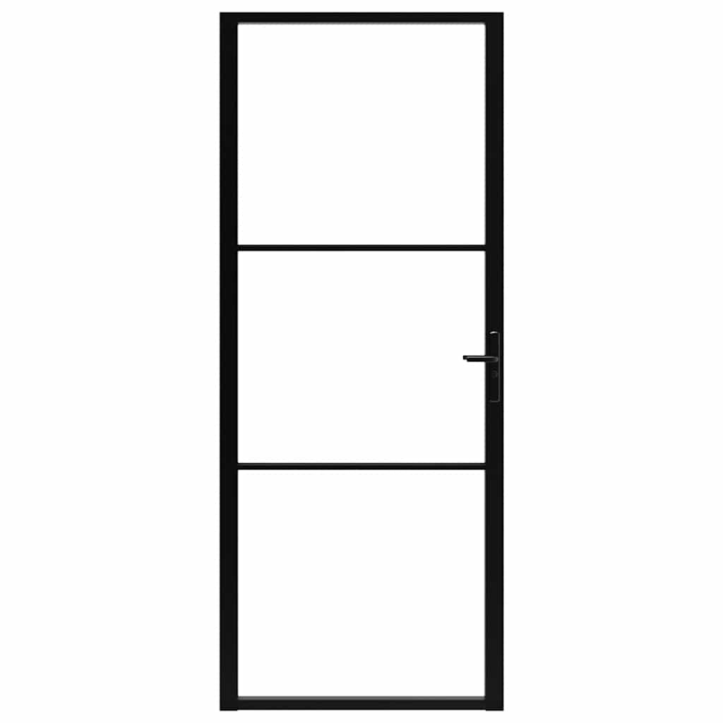 Ușă de interior, negru, 93x201,5 cm, sticlă ESG și aluminiu