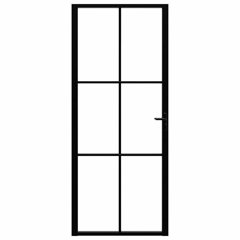 Ușă de interior, negru, 83x201,5 cm, sticlă ESG și aluminiu