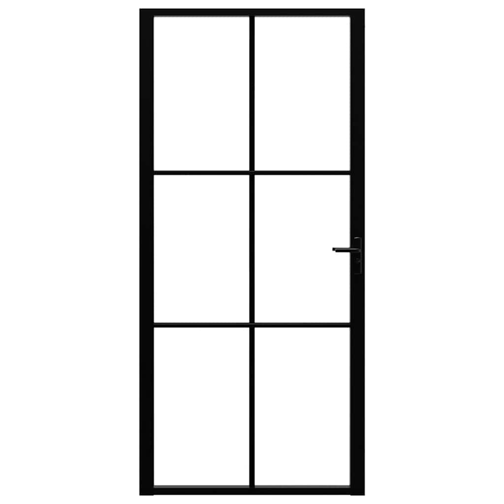 Ușă de interior, negru, 93x201,5 cm, sticlă ESG și aluminiu
