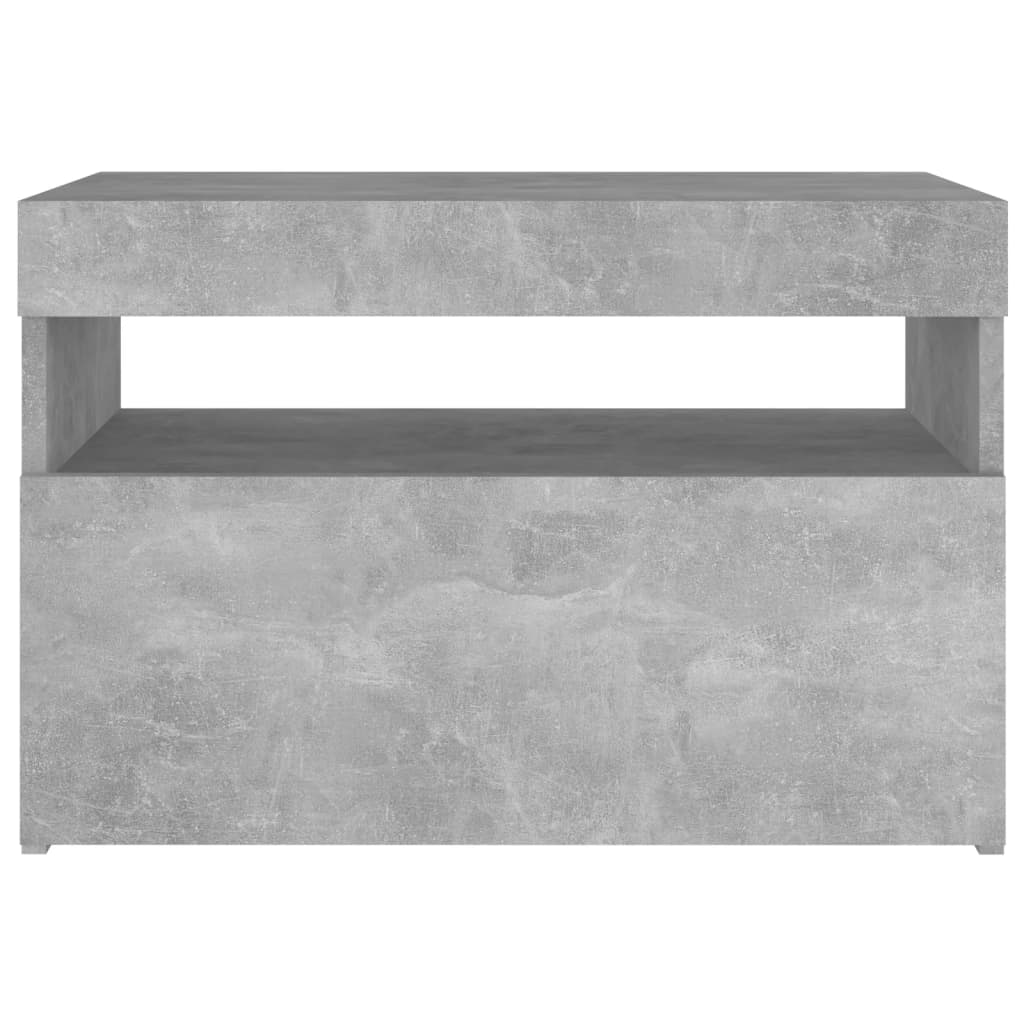 Noptieră cu lumini LED, gri beton, 60x35x40 cm