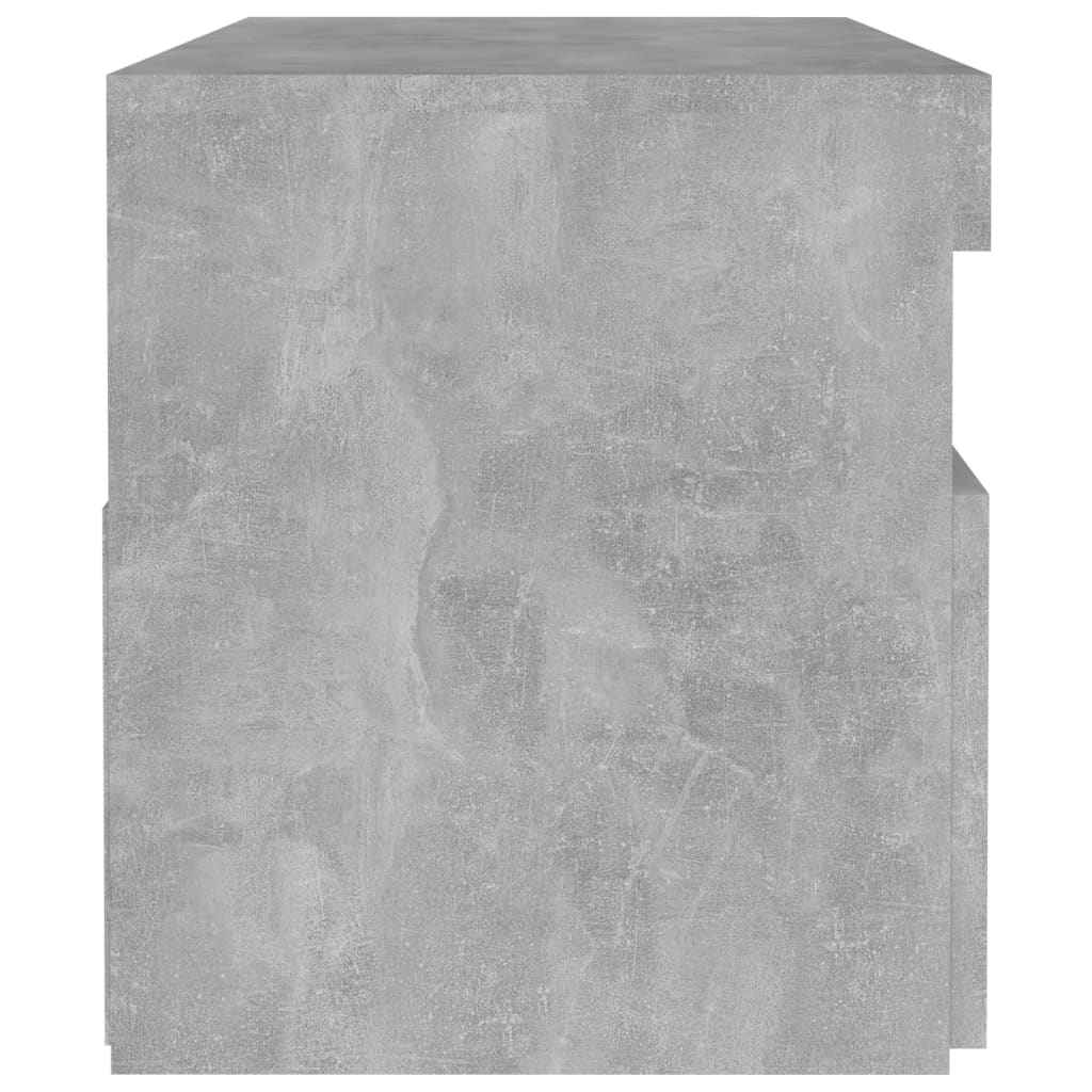 Noptieră cu lumini LED, 2 buc., gri beton, 60x35x40 cm