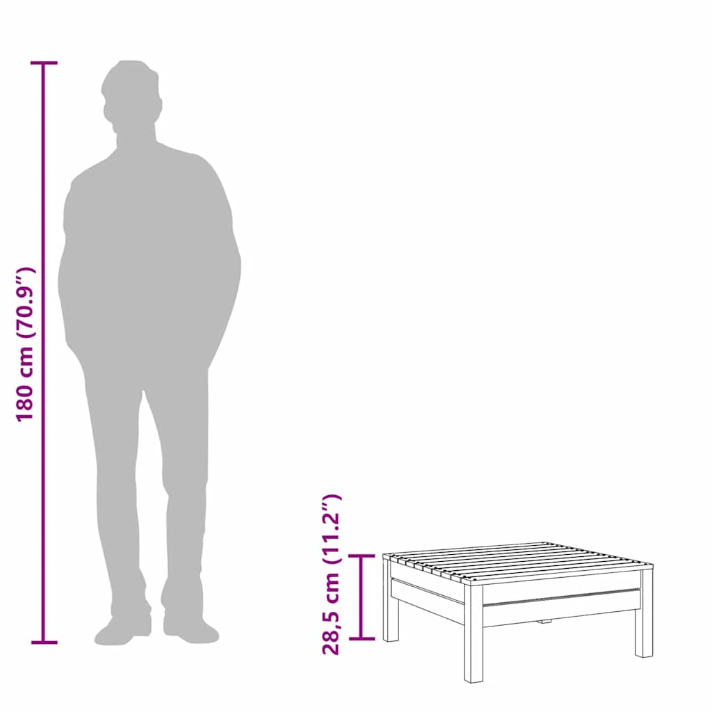 Taburet de grădină, negru, lemn masiv de pin