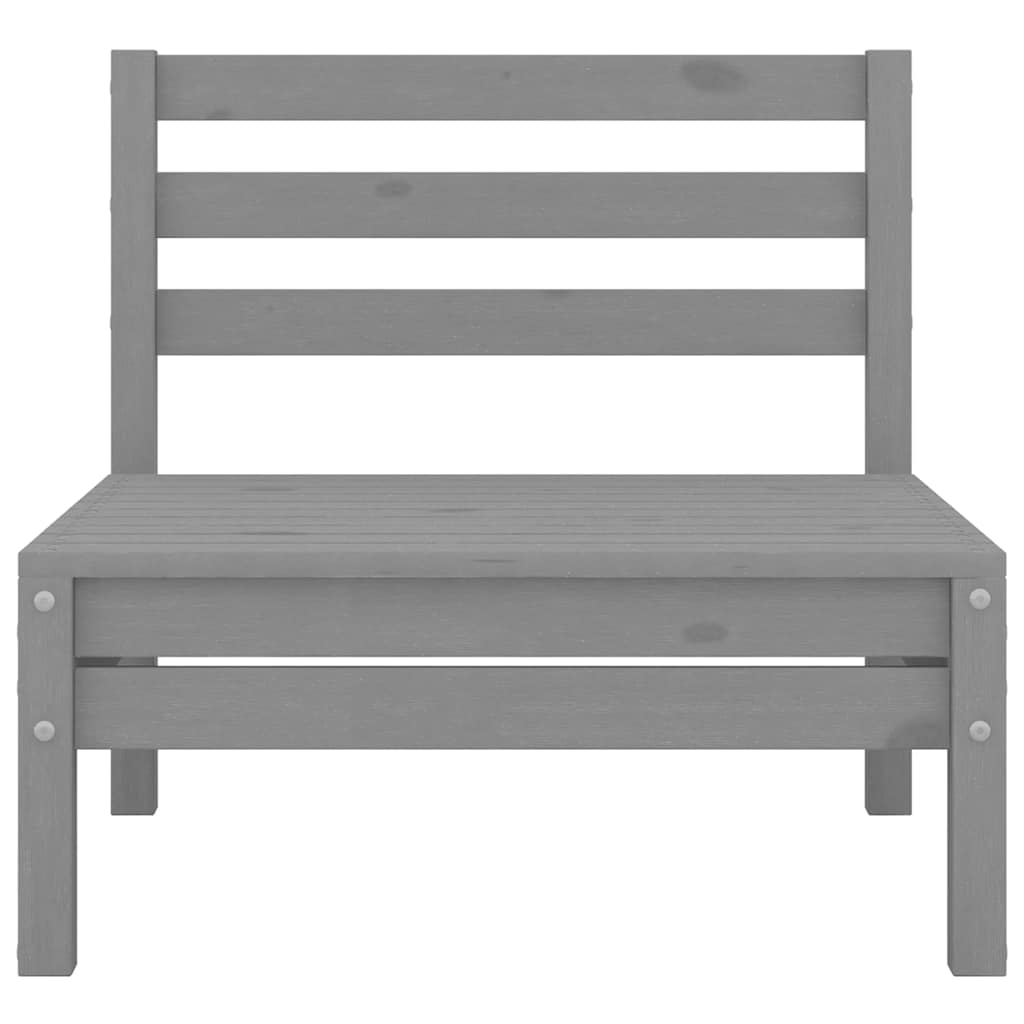 Canapele de mijloc pentru grădină, 2 buc., gri, lemn masiv pin