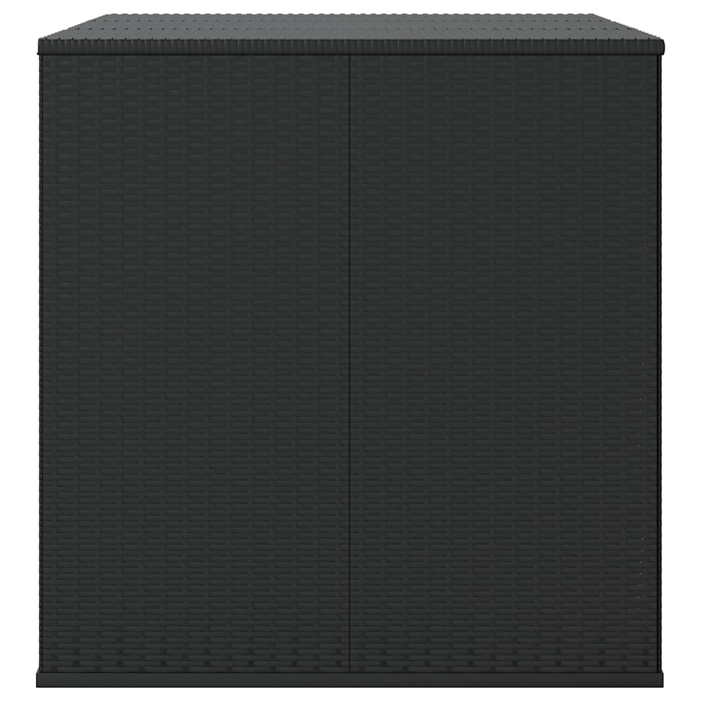 Ladă de perne pentru grădină, negru, 145x100x103 cm, PE ratan