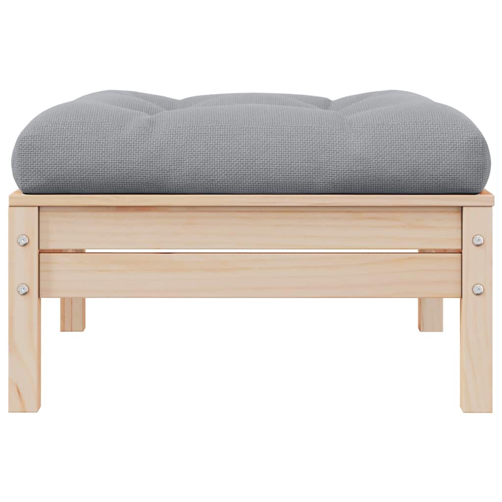 Canapea de grădină cu 2 locuri, cu perne gri, lemn masiv pin