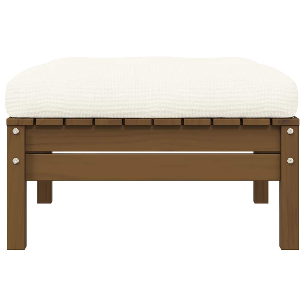 Canapea de grădină cu 2 locuri, cu perne crem, lemn masiv pin