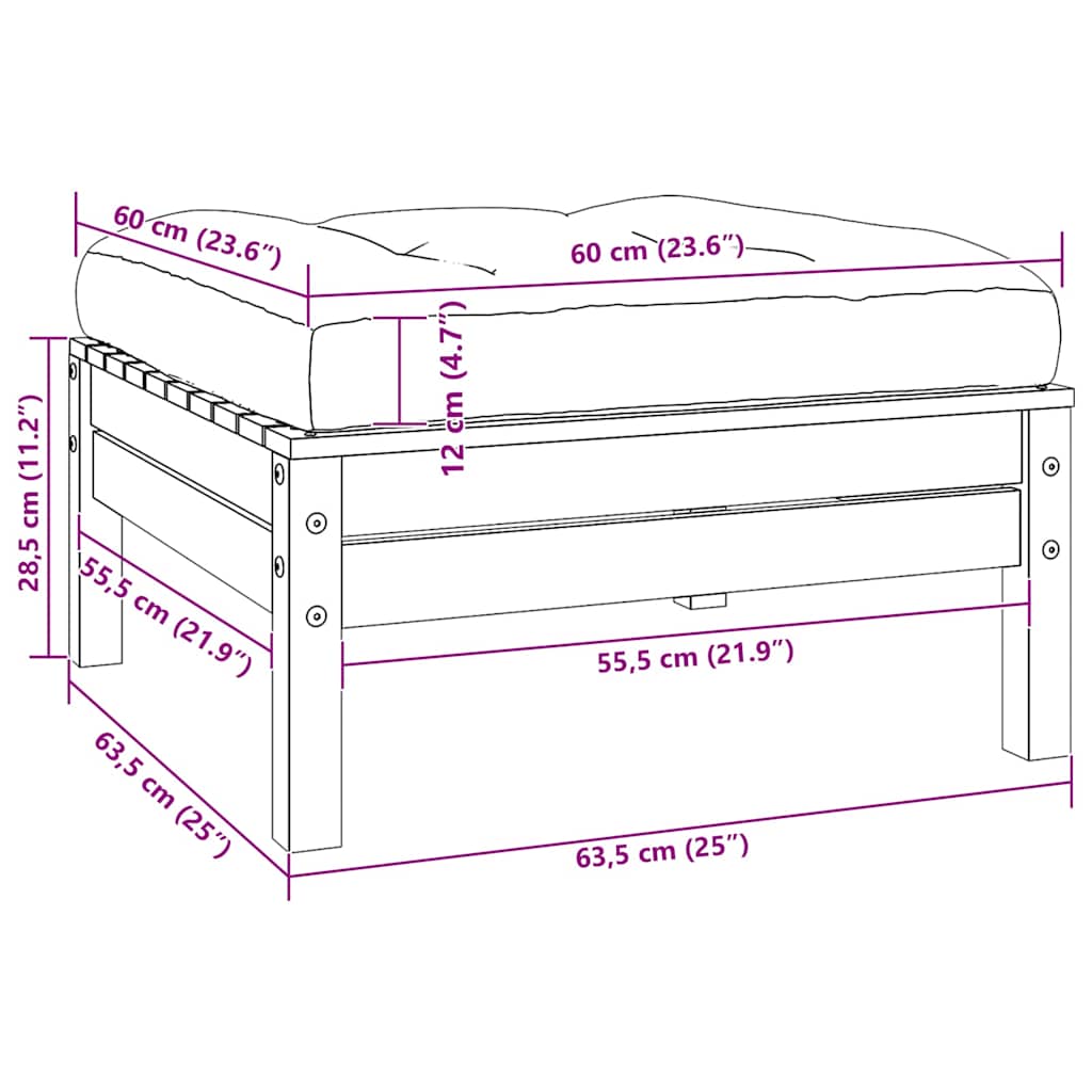 Canapea de grădină cu 2 locuri, cu perne crem, lemn masiv pin